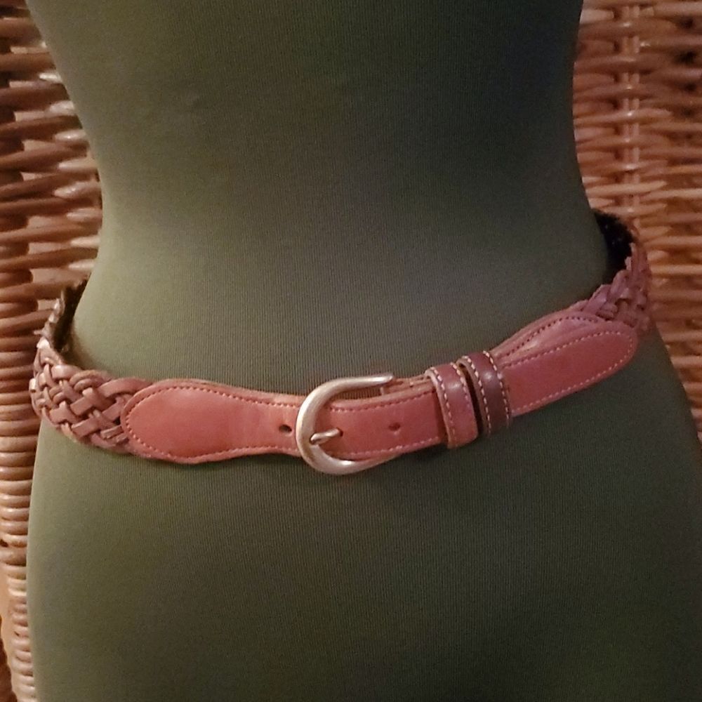 Coach Brown Woven Leather Belt 30